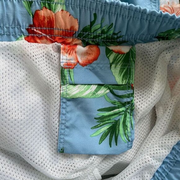 OLD NAVY Swim Trunks Mens Medium M NEW Blue Tropical Floral Mesh Lined Pockets - Picture 6 of 8